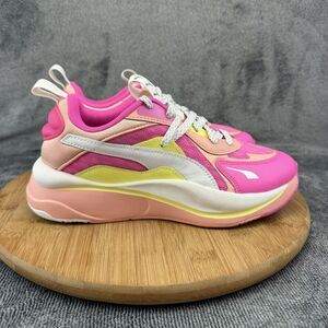 Puma Shoes Girls Size 6 Pink Yellow White Colorblock Sneakers 382401-01